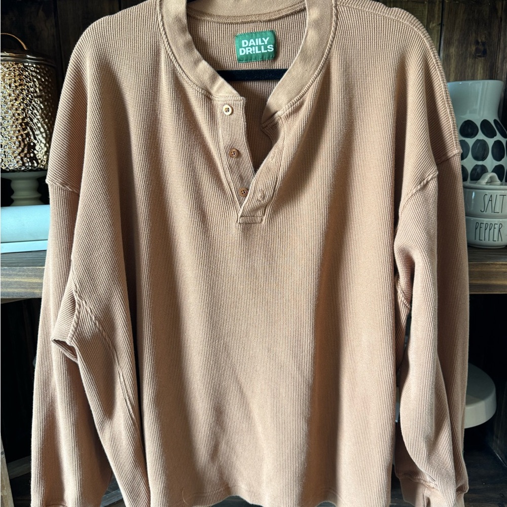 Daily Drills Crewneck thermal Sweater in tan